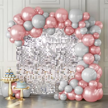 Kate Silver Shimmer Wall Backdrop 24 Pcs Square Sequin Panels for Birthday Party Wedding Anniversary