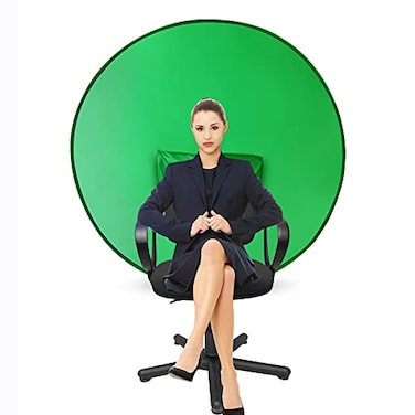 CoosBonfik Portable Green Screen Backdrop 56 Collapsible Webcam Background for Chair Chroma Key for Home Office Video Conferencing