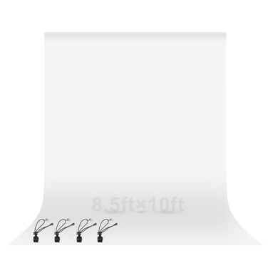 EMART 85x10 ft White Backdrop for Photography Large Party Photo Background Curtain Drapes Washable Polyester Fabric Back Drop Screen Sheet for Birthday Video Studio Portrait Photoshoot