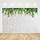 ABLIN 10x7ft Spring Theme White Brick Wall Backdrop for Photography Brick Wall Green Leaves Warm Light Photo Background for Kids Portrait Bridal Shower Party Decorations Props