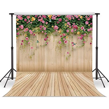 WOLADA Spring Flower Wall Backdrop Colorful Roses with Butterflies Background Ideal for Spring Photo Shoots Wedding Bridal Shower Garden Themed Parties Studio Props 10x10FT 8909