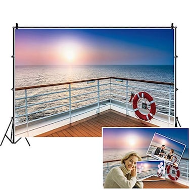 DASHAN 6x4ft Cruise Ship Backdrop for Party Decorations Sea Ocean Beach Photo Backdrops Marine Sailor Nautical Backdrop Decorations Summer Hawaiian Background Photo Studio Props