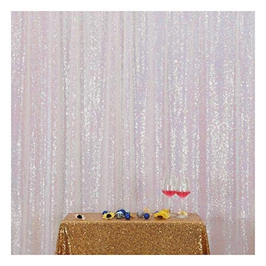 Poise3EHome Iridescent Sequin Backdrop6FT x 8FT Sequin Photography Backdrop Curtain for Party Decoration Iridescent