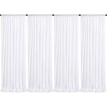 QueenDream White Sequin Backdrop Curtain 4 Pack 2ft x 8ft Backdrop Birthday Party Backdrop Wedding Ceremony Background