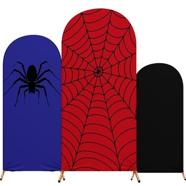 Tingjoo Spider Web Theme Arch Backdrop Cover 3 Set 4ft 5ft 6ft Wedding Arch Covers Spandex Backdrop Stand for Wedding Birthday Banquet Ceremony Photography Party DecorationClassic