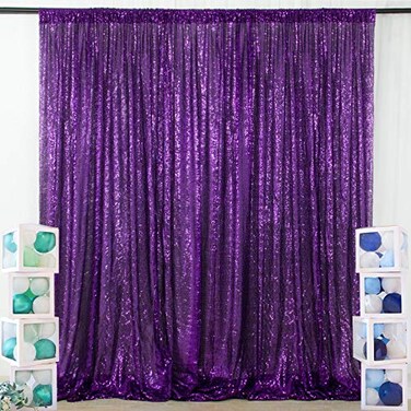 ShinyBeauty Sequin Backdrop Curtain Photo Booth Backdrops 4FTx6FT Purple Glitter Backdrop for Weddings and Events Wedding Decoration Fabric