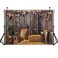 WOLADA Western Cowboy Theme Photography Backdrop Rustic Barn Door with Hay Bales Cactus Guitar String Lights Ideal for Country Style Photo Shoots Parties Studio Props 7x5FT 12534