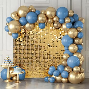 Kate Shimmer Wall Backdrop Light Gold Wall Panels 12Pcs Square Sequin Shimmer Wall Backdrop Decoration for Birthday PartyWedding Anniversary