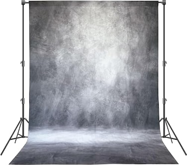 Haboke Abstract Professional Photography Backdrop for Portrait Photo Props Booth Background Photoshoot Studio with Polyester Fabric Roller Pocket on Top 8x12ftGreyNo Stand