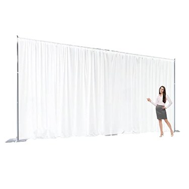 Urby Two Layers Backdrop Made with One Piece Chiffon Tulle Polyester for Professional Extra Wide Blackout Curtains White 20 x 10 ft