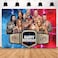 Optiacan Wrestling BackdropWrestling Party Background Photo Booth Banner Large Fabric Artistic for Birthday Party Decorations Red Blue
