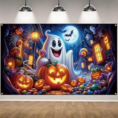 Rvsticty Ghost Pumpkin Halloween Photo BackdropNight Moon Banner Party Decorations and Supplies for Home7143