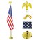 SCZS Indoor Flag Pole Kit Telescoping 6FT8FT Flag Pole with Base 3x5 FT American Flag Eagle Topper Gold Braided Cord Tassel Glod Flagpole and Stand for Office School City Hall1Pack