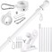 BONWIN White Flag Pole Kit for Outside House 7FT Thickened Stainless Steel Wall Mount Flag Pole for 3x5 4x6 Flag 1 AntiWrap Spinning Flag Ring Clips 2Position Bracket Holder for Porch Yard