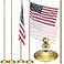 Threan 2 Sets Indoor Telescoping Flag Pole with Base Gold Ball Top Stainless Steel Telescoping Flagpole for Independence Day 250th Anniversary OfficeFlag Not Included853 Ft