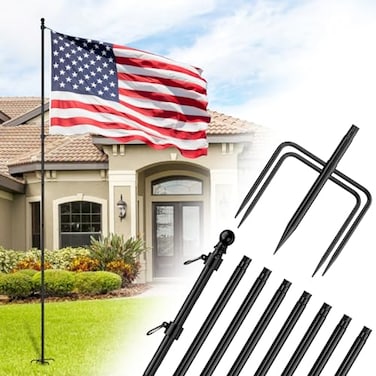 ZMTECH 10 FT Flag Pole in Ground Heavy Duty Flag Pole Holder for Outside House with 5 Pronges Base Extra Thick Flag Pole Kit for Yard Outdoor Garden Decor Residential Commerical1 Packwithout Flag