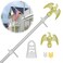 NQ 6FT Flag Pole for Outside House 34 inch Diameter Aluminum Flag Pole with Eagle Topper House Flag Pole Kit with Flag Pole HolderSilver