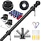 ZMTECH 6FT Flag Pole Kit with Solar Light and Embroidered American Flag Adjustable Bracket and Upgraded TangleFree Ring 1 Stainless Steel Flagpole for Day and Night Residential Commercial Black