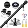 ZMTECH 6FT Flag Pole for Outside House with Solar Light Tangle Free Stainless Steel Flag Pole Kit 180 Adjustable Flag Pole Holder Flag Holder Bracket Black No Flag