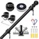 ZMTECH 6FT Flag Pole for Outside House with Solar Light Tangle Free Stainless Steel Flag Pole Kit 180 Adjustable Flag Pole Holder Flag Holder Bracket Black No Flag