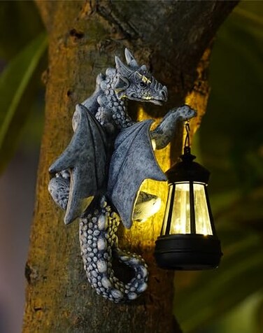 Goodeco Dragon Tree Hugger Solar Lantern Garden Statue 93 Inch Resin Dragon Decor for Outdoor Perfect Garden Gift Yard Decor