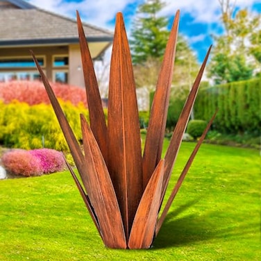 KODIBO Metal Agave Plants Tequila Rustic Sculpture Metal Yard Art Outdoor Lawn Ornaments Yard Stakes Rusty L