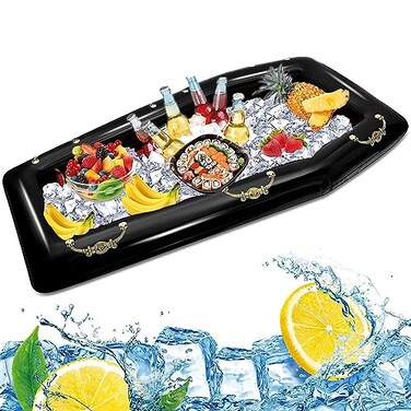 DredQcco 52Inch Inflatable Coffin Cooler Coffin Pool Float Inflatable Ice Chest Buffet Cooler Drink Beverage for Halloween Party Spooky Decor Cooler Pool Party Picnic Barbecue Coffin Cooler