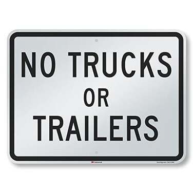 SmartSign K2891EG18x24D2 No Trucks Or Trailers Sign 18 x 24 3M Engineer Grade Reflective Aluminum Black on White