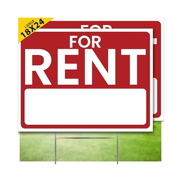 SignHero For Rent Signs 2 Pack LARGE 24 x 18 DoubleSided Signs with HeavyDuty Yard Stakes Weatherproof High