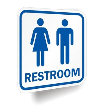 SmartSign K8194AL12x122S Unisex Restroom 2Sided Sign 12 x 12 Aluminum Blue on White