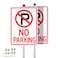 Faittoo No Parking Signs with 36 Stake for Outside 2Pack 14x10 Rust Free Heavy Aluminum Reflective Fade Resistant 2 predrilled holes Includes Matching Screws Wrench Easy to Mount