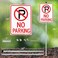 Faittoo No Parking Signs with 36 Stake for Outside 2Pack 14x10 Rust Free Heavy Aluminum Reflective Fade Resistant 2 predrilled holes Includes Matching Screws Wrench Easy to Mount