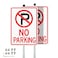 Faittoo No Parking Signs with 36 Stake for Outside 2Pack 14x10 Rust Free Heavy Aluminum Reflective Fade Resistant 2 predrilled holes Includes Matching Screws Wrench Easy to Mount