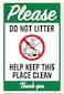 Locmorly Aluminum Sign Please Do Not Litter Yard Sign Help Keep This Place Clean Sign 8x12 Inch