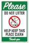Locmorly Aluminum Sign Please Do Not Litter Yard Sign Help Keep This Place Clean Sign 8x12 Inch