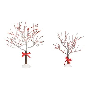 Department 56 Village Accessories Crabapple Trees with Ribbons Figurine Set 875 and 65 Inch Multicolor