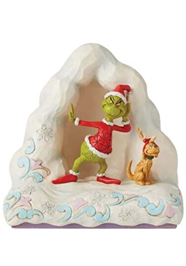 Enesco Jim Shore Dr Seuss The Grinch and Max on Snow Mound Lit Figurine 6 Inch Multicolor