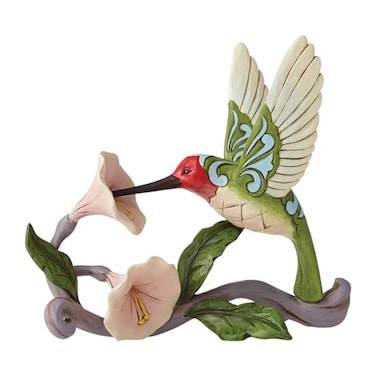 Enesco Jim Shore Heartwood Creek Hummingbird with Flower Figurine 5375 Inch Multicolor