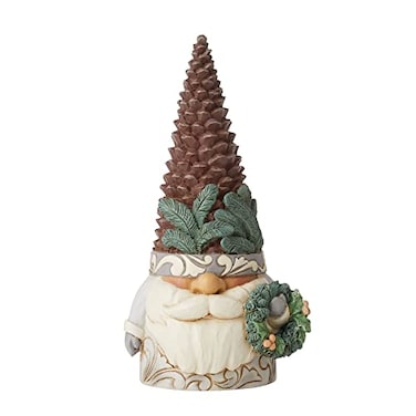 Enesco Jim Shore Heartwood Creek White Woodland Gnome Pinecone Hat Figurine 6 Inch Multicolor