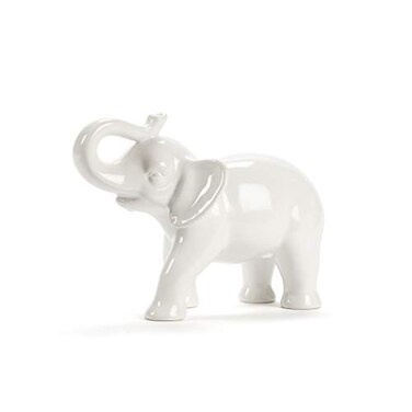 Abbott Collection Ceramic Elephant Figurine White Medium