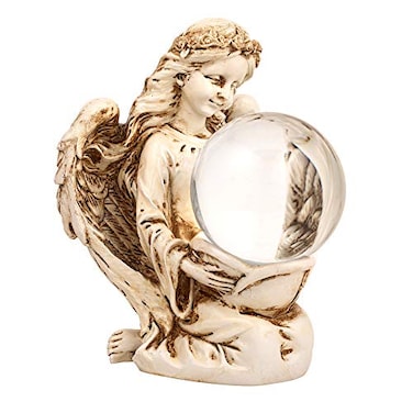 Amlong Crystal Angel Statue Figurine and 25 Diameter Clear Crystal Ball with Gift Box