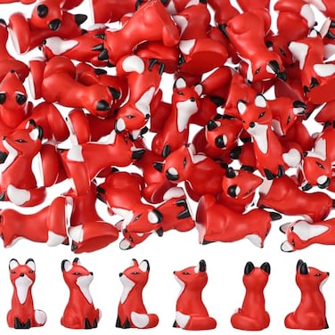 Wesiti 50 Pcs Mini Resin Fox Figures Bulk Cute Foxes Figurine Spring Woodland Fox Miniatures Animal Tabletop Statue for Home Desktop Micro Landscape Decor Gift Woodland Animal CraftsAlert