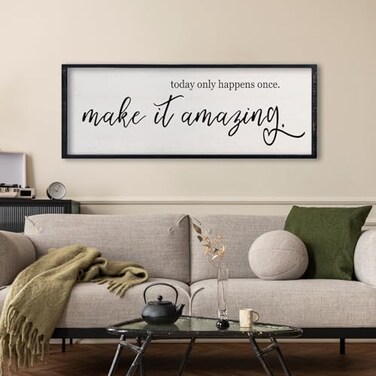comurdyo Today Only Happens Once Make It Amazing Wall Art Decor 32x12 Inch Inspirational Motivational Quote Wall Sign Black