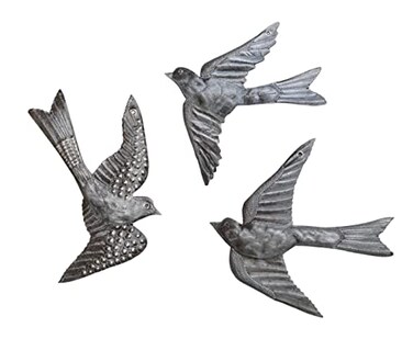 It's Cactus Large Metal Birds Decorative Ornamental Set of 3 Wall Hanging Handmade Garden 11 x 12 Inches