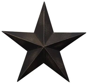 Home Collection Dimensional Steel Metal Barn Star 12inch Black Antique Matte Finish Lightly Distressed