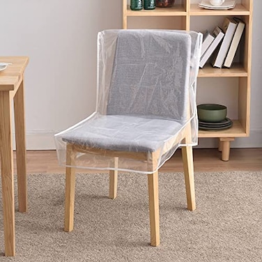 BELOTREE Plastic Chair Covers for Dining Room Waterproof PVC Clear Seat Protector with Backrests Protect from Stains Spills Scratches and Dust 2 Pack