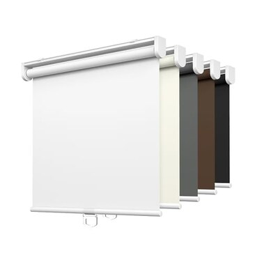 LazBlinds No Tools No Drill Cordless Roller Shades 100 Blackout Roller Blinds for Windows Thermal Insulated UV Protection Waterproof Roll Up Window Blinds and Shades 36 W x 72 H White