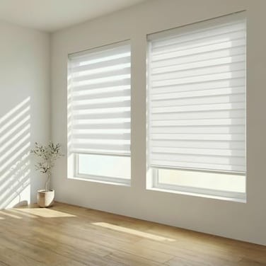 FOIRESOFT Cordless Custom Zebra Roller Shades and Blinds Basic White W 28 x H 64 inch Dual Layer Sheer for Day and Night Light Control Privacy 20 to 105 in Height