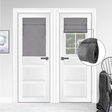 WDFour Cordless Blackout Door Curtains Triple Layers 100 Light Blocking UV Protect Noiseless Adjustable Roller Shade No Drill Window Blinds for Office Ward Home18Wx42LDark Gray1 Piece