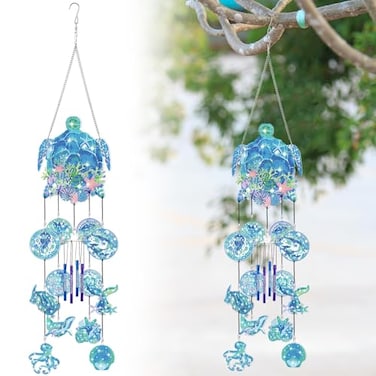 GlikCeil Beach Wind Chimes Diamond Art Wind Chimes Suncatchers Beach Diamond Art Kits with Crystal Pendant Hanging Ornament for Home Garden Patio Backyard DecorBlue
